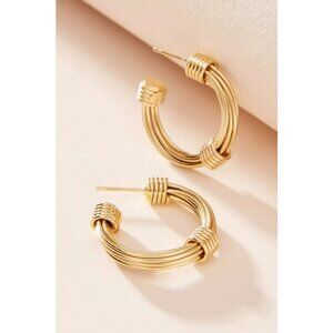 💕ANTHROPOLOGIE💕 Gas Bijoux Ariane Hoop Earrings ~ Gold NWT